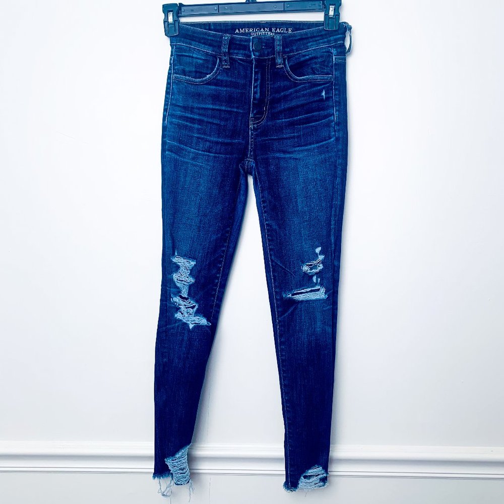 American Eagle Outfitter Denim Distressed Jeans Women Size 2